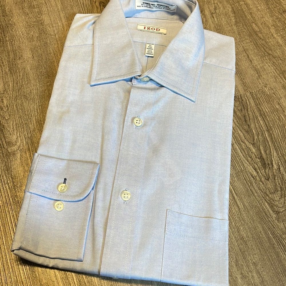 Izod Regular Fit Dress Shirt-LIGHT BLUE-15.5-34/35